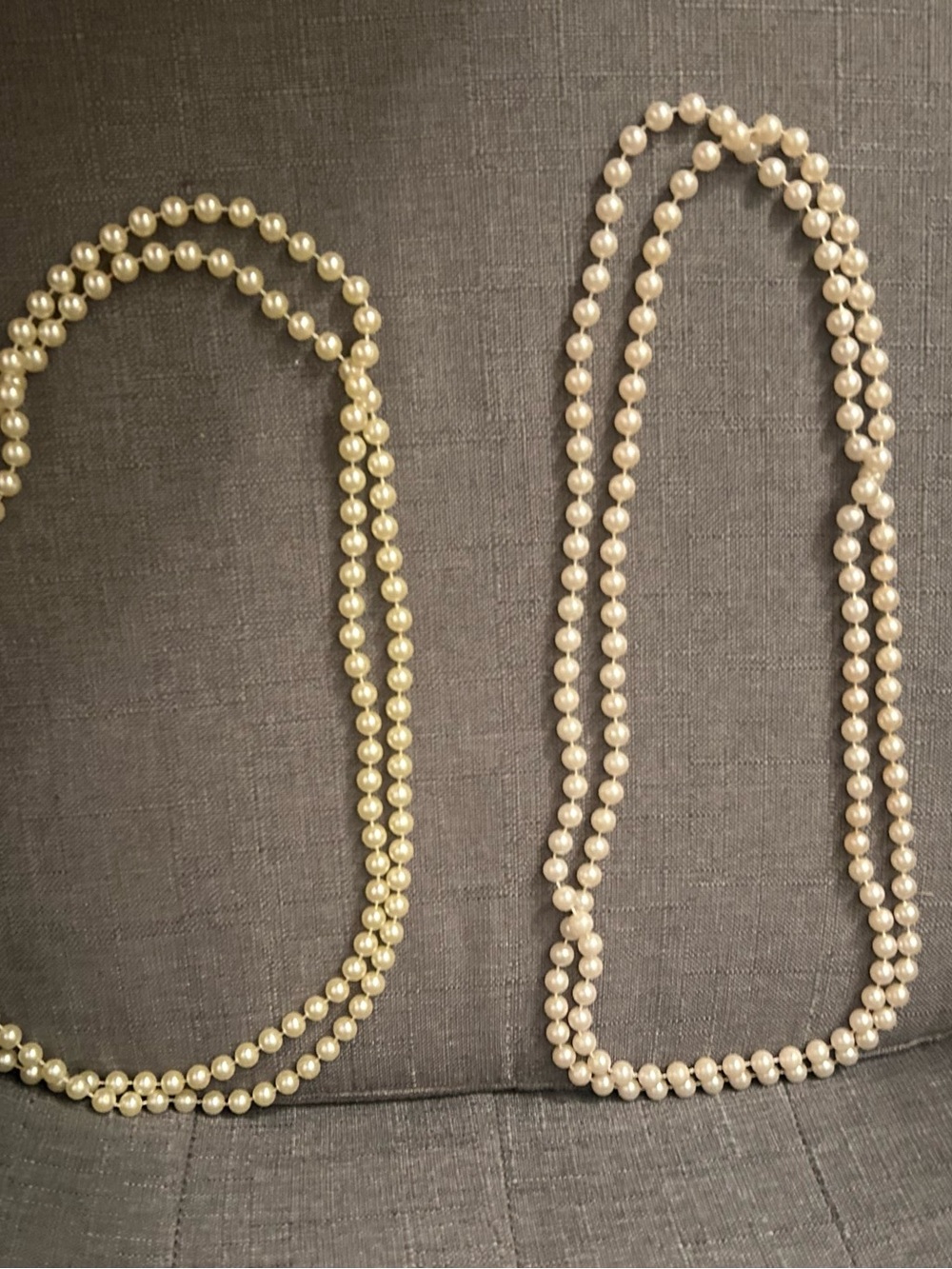 2 Classic Pearl Necklace Set - Ivory Pearls 22”